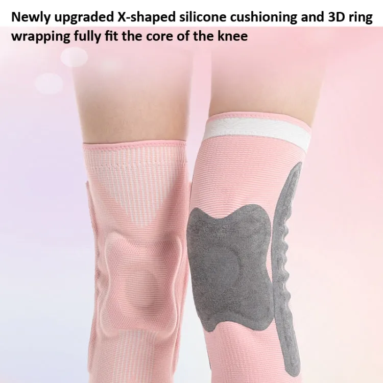 1pair Sports Knee Brace Meniscus Injury Silicone Knee Joint Protective Cover, Size: S(Light Blue)