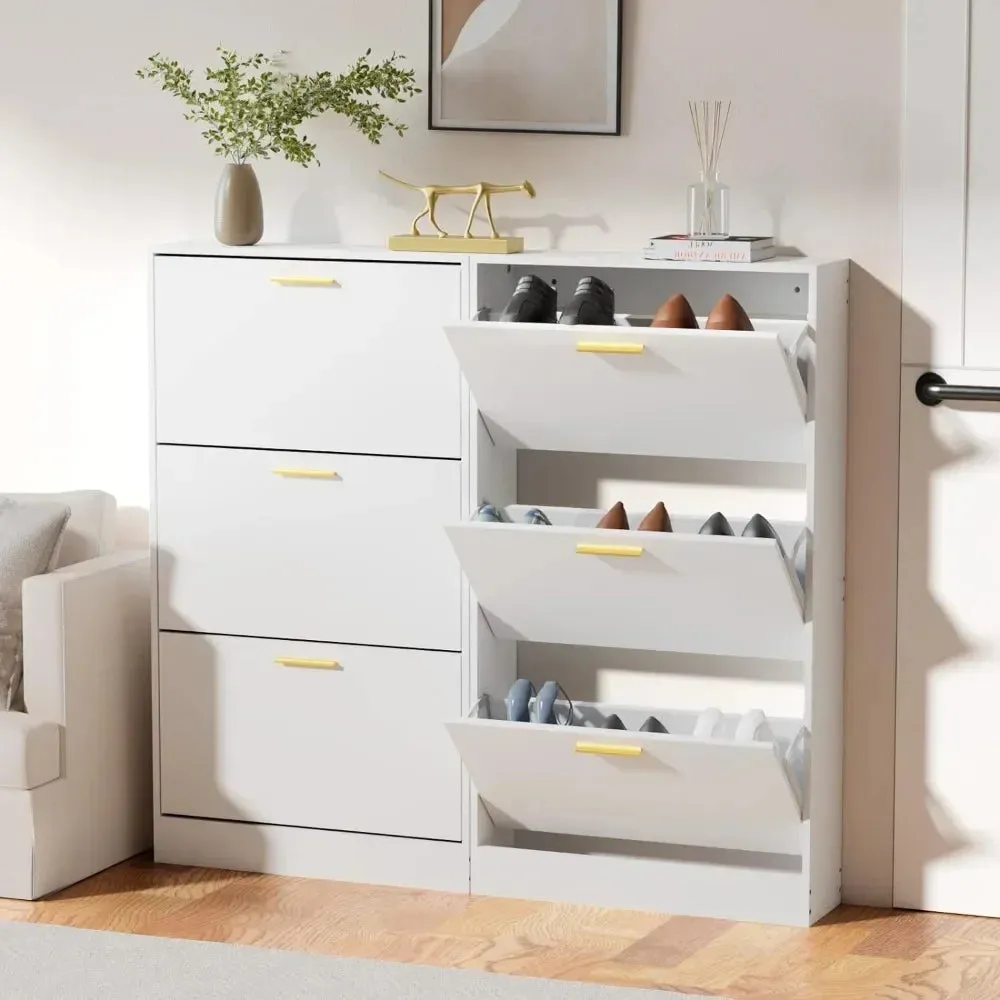3-Flip Drawers Freestanding Shoe Rack for Home