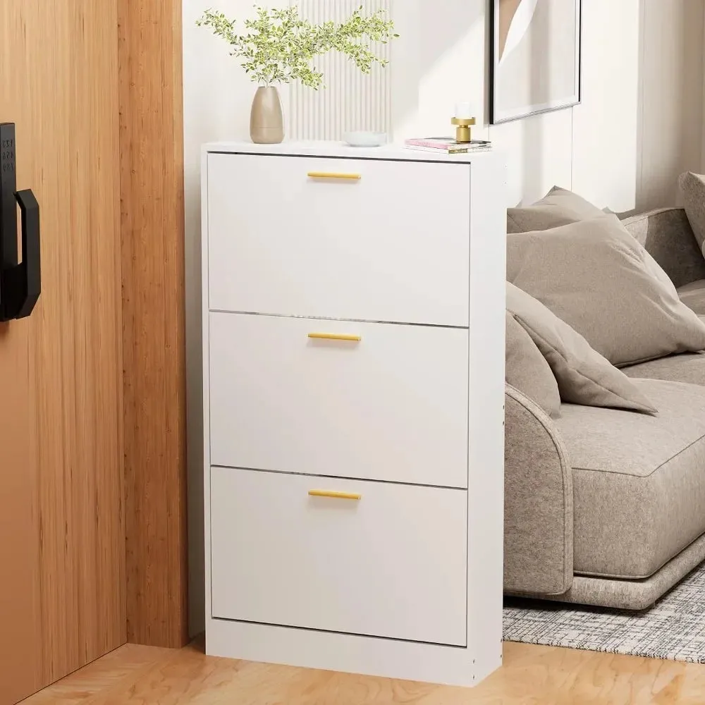 3-Flip Drawers Freestanding Shoe Rack for Home