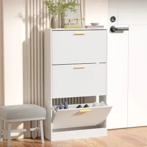 3-Flip Drawers Freestanding Shoe Rack for Home