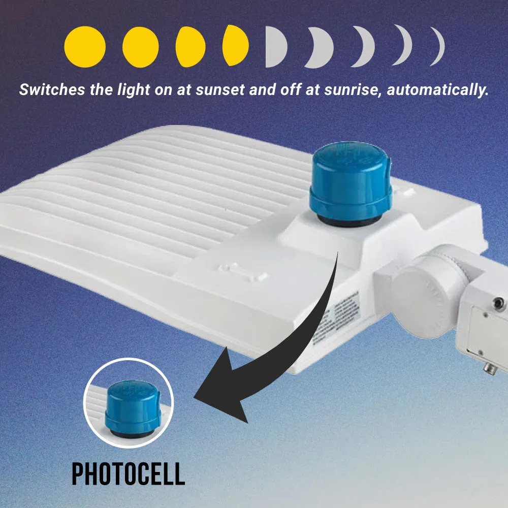 300W LED Pole Light With Photocell, White, 5700K, Equals 1050 Watt, Universal Mount, AC100-277V, Outdoor Area Lighting - LED Parking Lot Lights