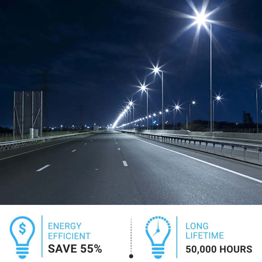 300W LED Pole Light With Photocell, White, 5700K, Equals 1050 Watt, Universal Mount, AC100-277V, Outdoor Area Lighting - LED Parking Lot Lights