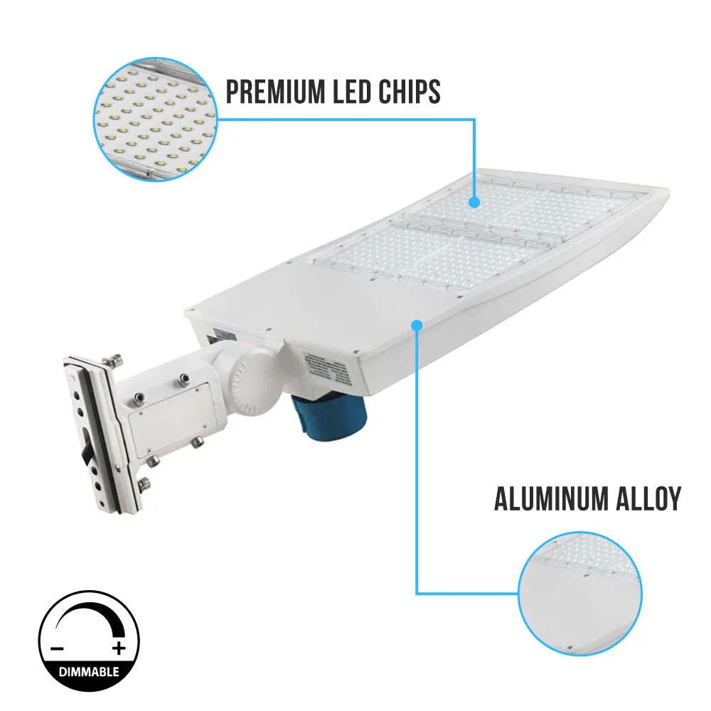 300W LED Pole Light With Photocell, White, 5700K, Equals 1050 Watt, Universal Mount, AC100-277V, Outdoor Area Lighting - LED Parking Lot Lights