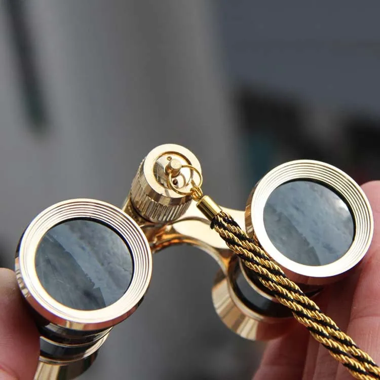 3x25mm Classical Ladies Drama Watching Telescope Carrying Binoculars With Chain(Black)
