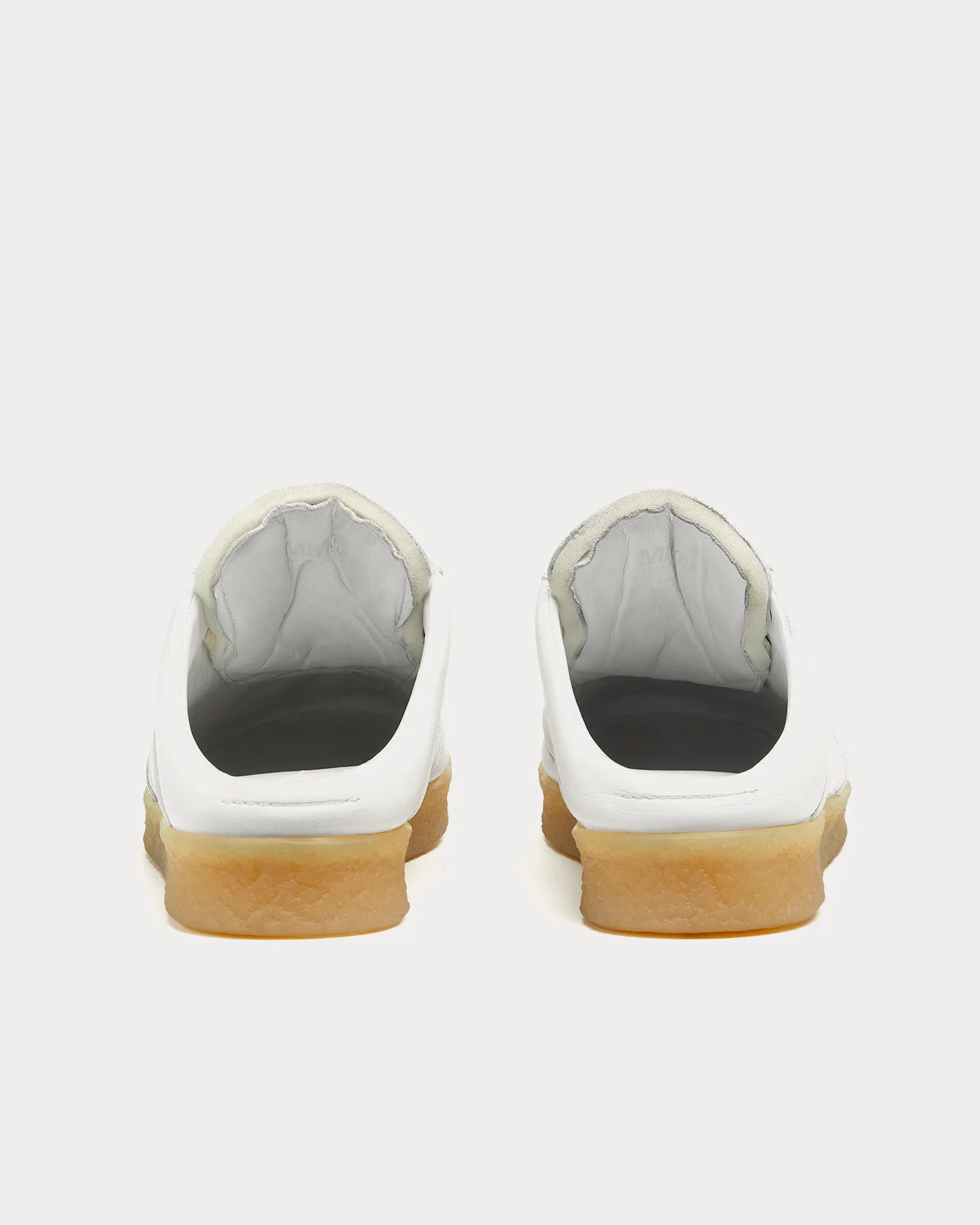 6 Court Leather White Mules