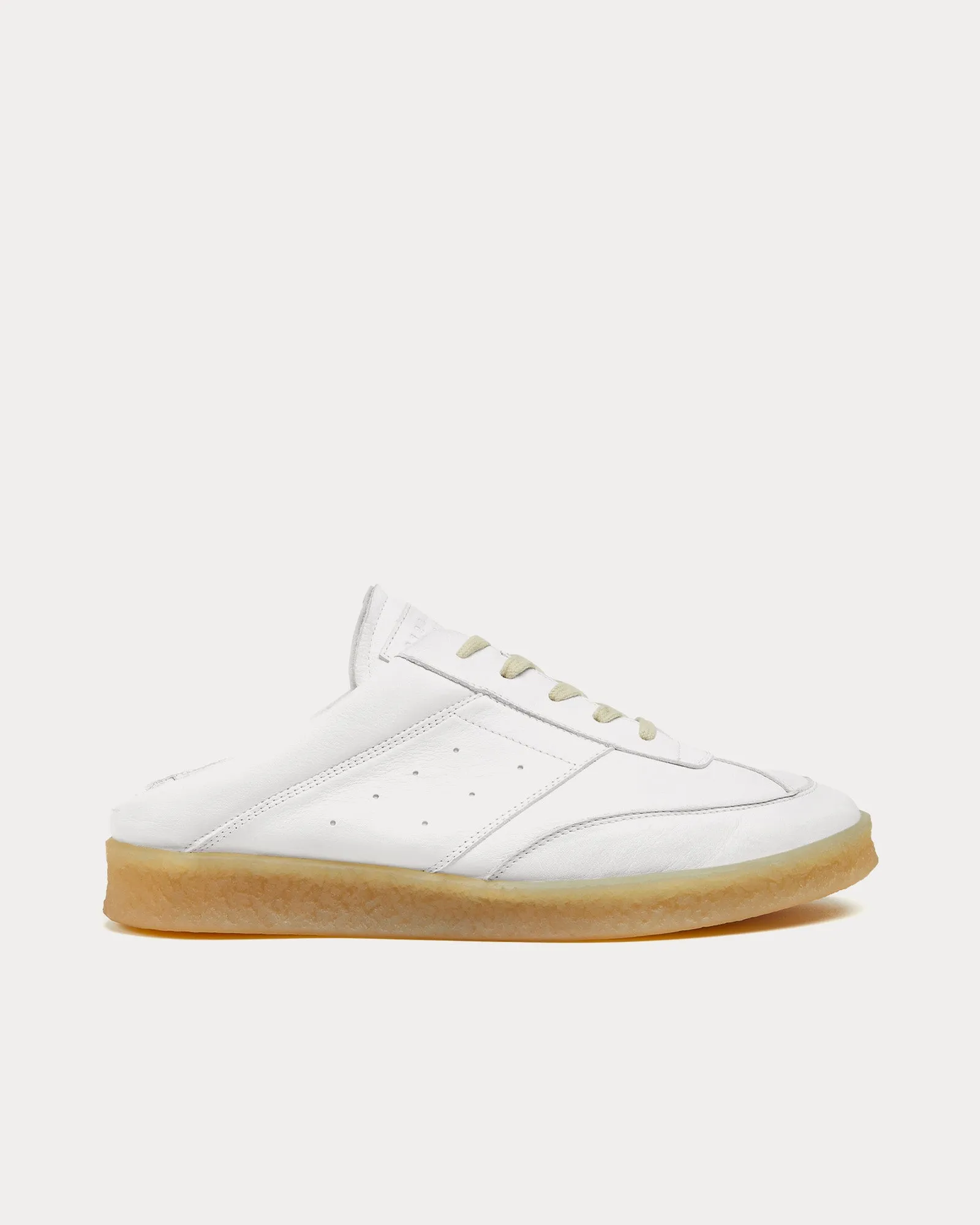 6 Court Leather White Mules