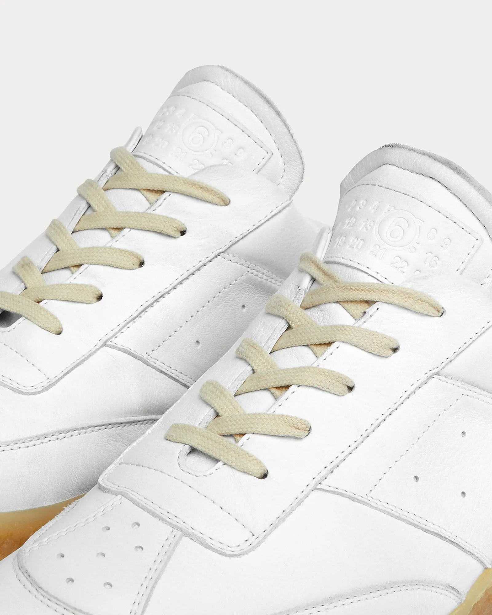 6 Court Leather White Mules