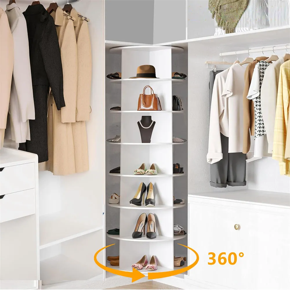 7 Tier Rotating Shoe Rack Tower 360 Spinning Vertical Shoe Storage Rack