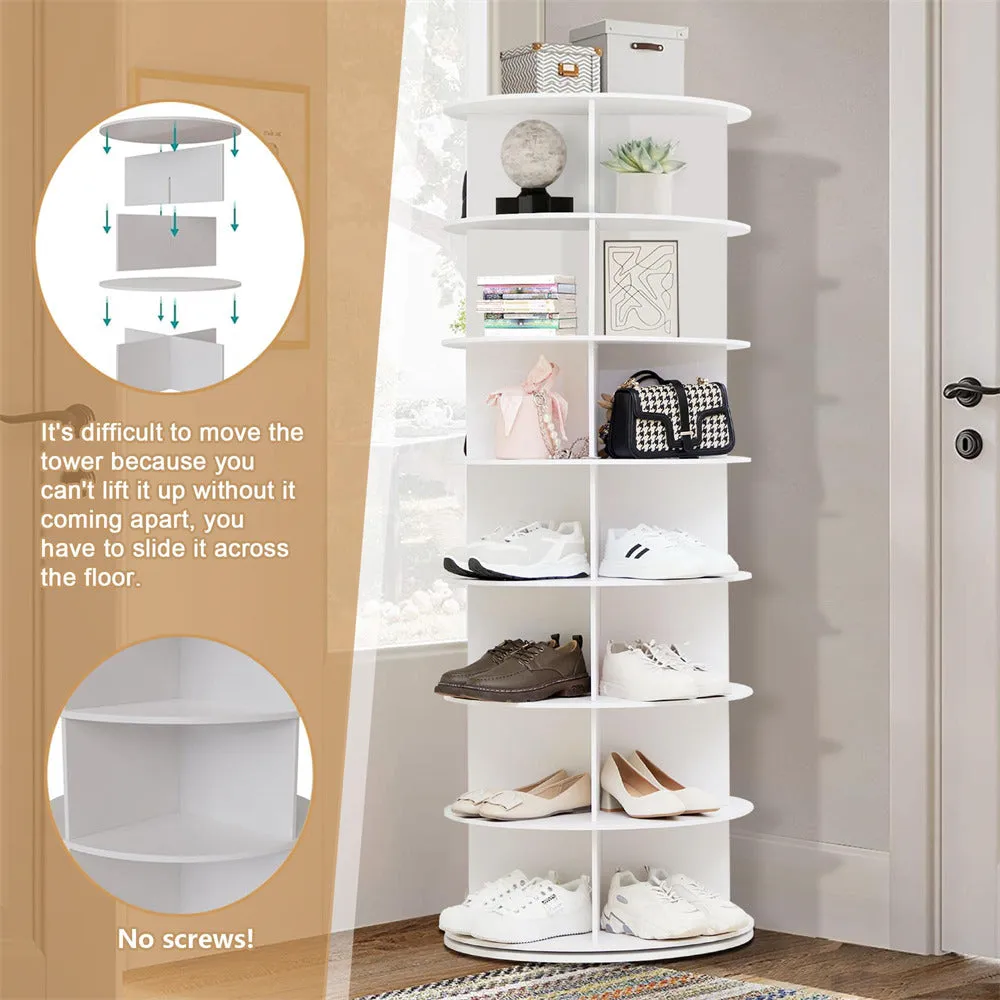 7 Tier Rotating Shoe Rack Tower 360 Spinning Vertical Shoe Storage Rack