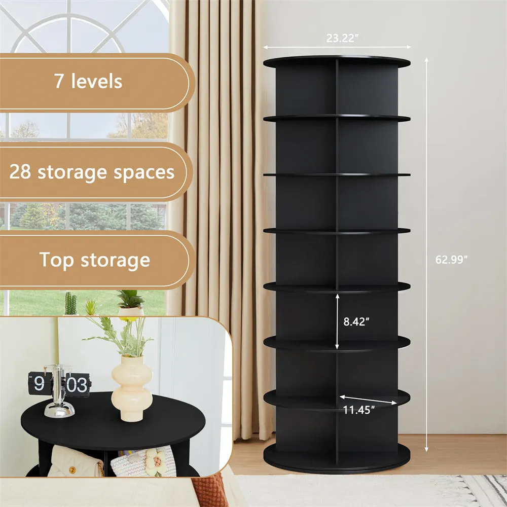 7 Tier Rotating Shoe Rack Tower 360 Spinning Vertical Shoe Storage Rack