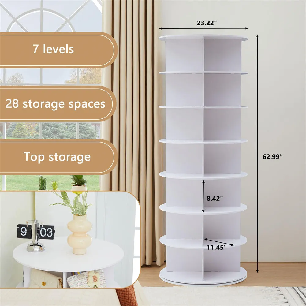 7 Tier Rotating Shoe Rack Tower 360 Spinning Vertical Shoe Storage Rack