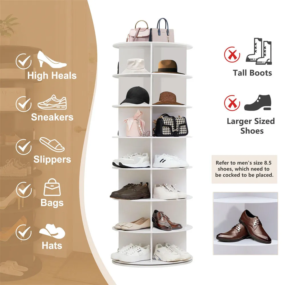 7 Tier Rotating Shoe Rack Tower 360 Spinning Vertical Shoe Storage Rack