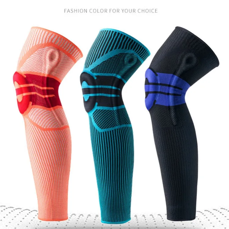 A Pair Sports Knee Pads Long Warm Compression Leggings Basketball Football Mountaineering Running Meniscus Patella Protector, Specification:  XL (Sky Blue)