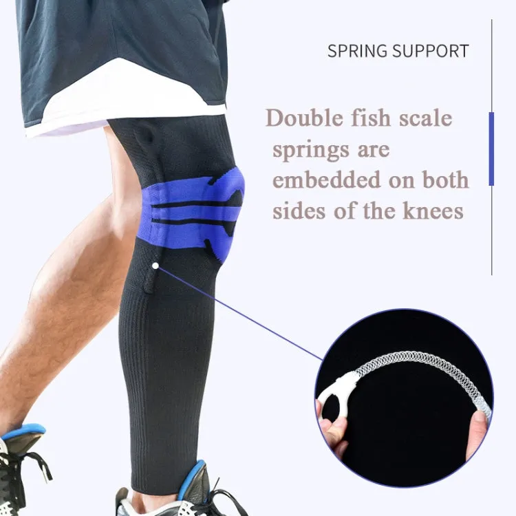 A Pair Sports Knee Pads Long Warm Compression Leggings Basketball Football Mountaineering Running Meniscus Patella Protector, Specification:  XL (Sky Blue)