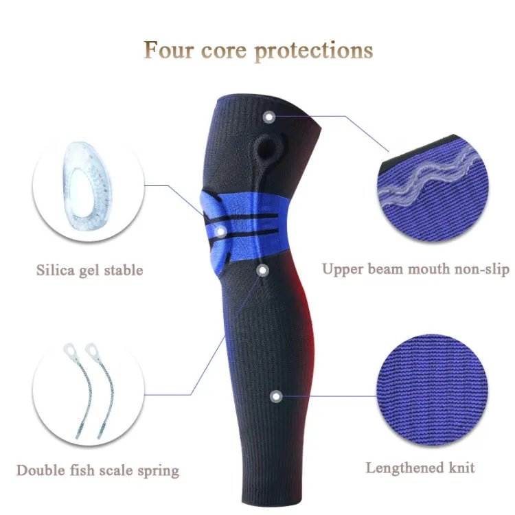 A Pair Sports Knee Pads Long Warm Compression Leggings Basketball Football Mountaineering Running Meniscus Patella Protector, Specification:  XL (Sky Blue)