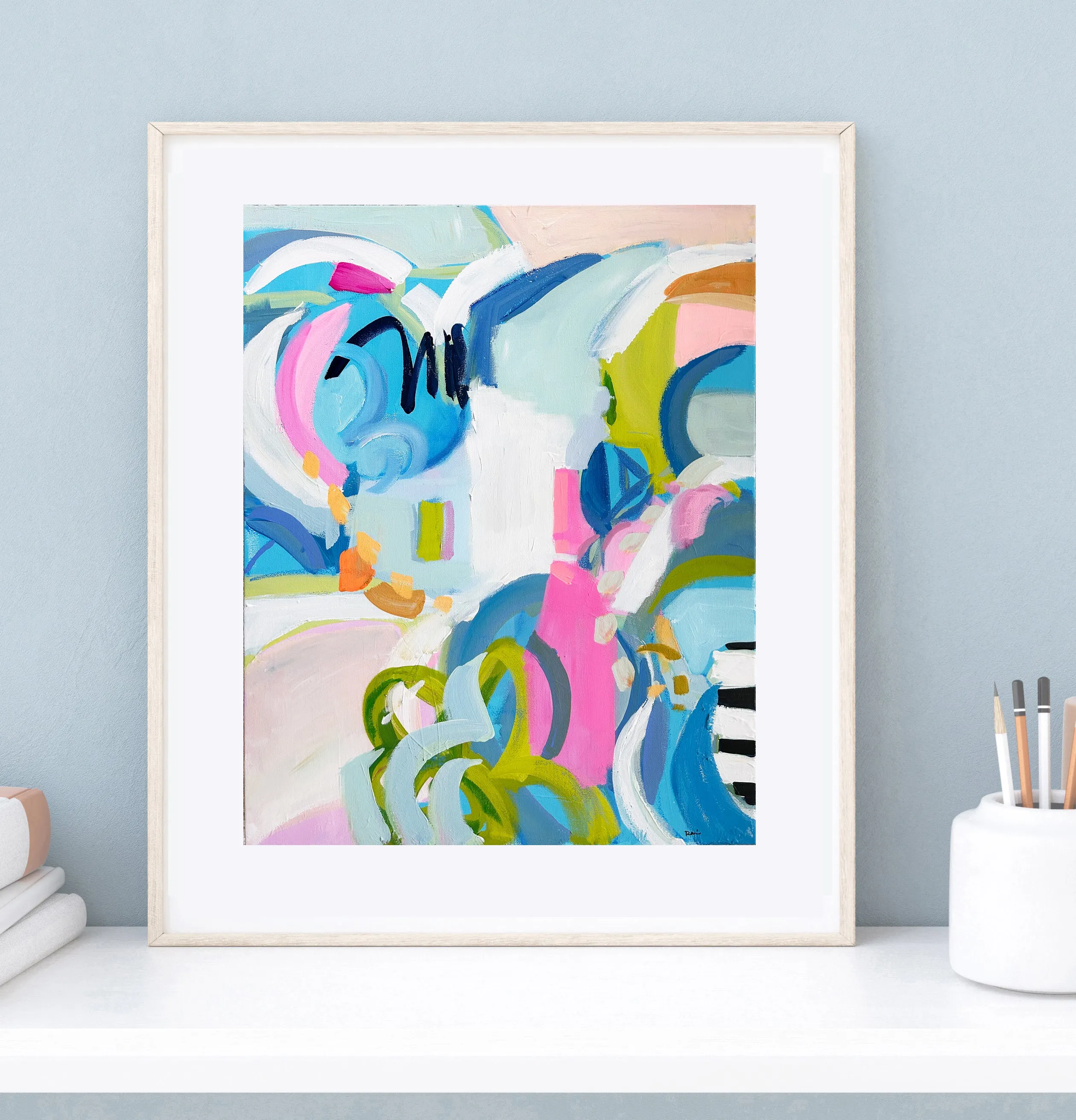 Abstract Print on Paper or Canvas, "Blue Hues"