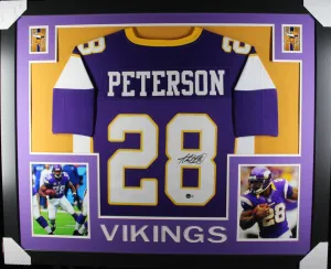 Adrian Peterson framed autographed purple jersey