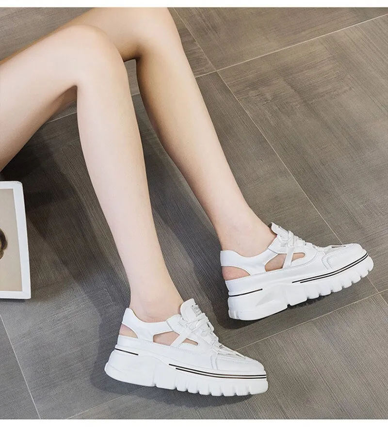 Advbridge Fashion Genuine Leather Sandals Women Summer Shoes Flat Platform Sandals Cow Leather Ladies Casual Shoes Thick Sole A4666