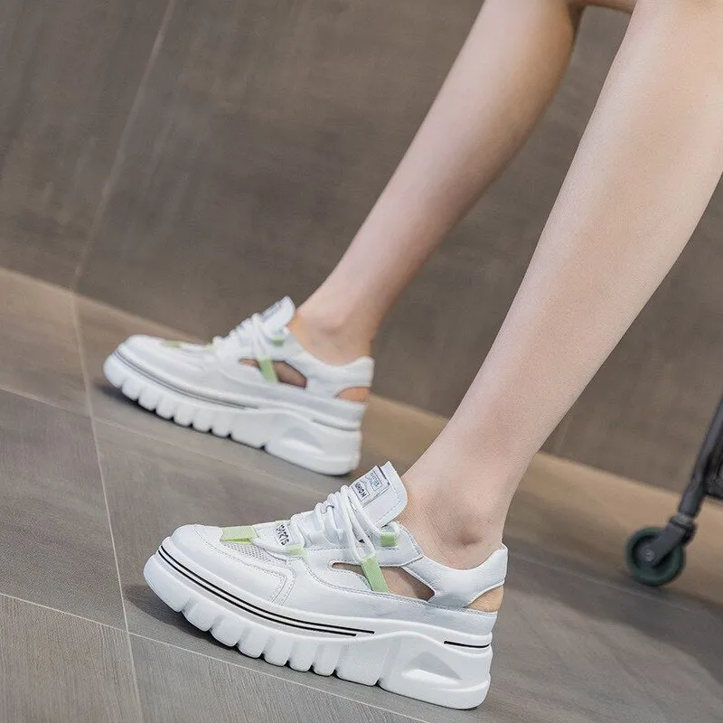 Advbridge Fashion Genuine Leather Sandals Women Summer Shoes Flat Platform Sandals Cow Leather Ladies Casual Shoes Thick Sole A4666