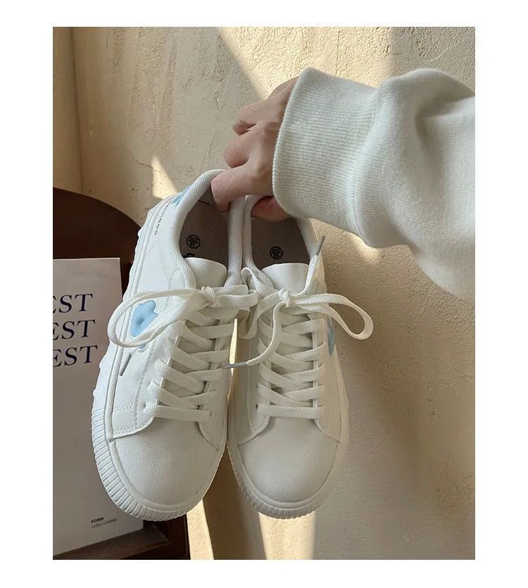 Advbridge Flower Design White Korean Sports Shoes Spring Women Sneakers Platform Vulcanize Flat Casual Canvas Tennis Basket Kawaii