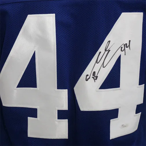 Ahmad Bradshaw Autographed Pro Style Football Jersey Blue (JSA)