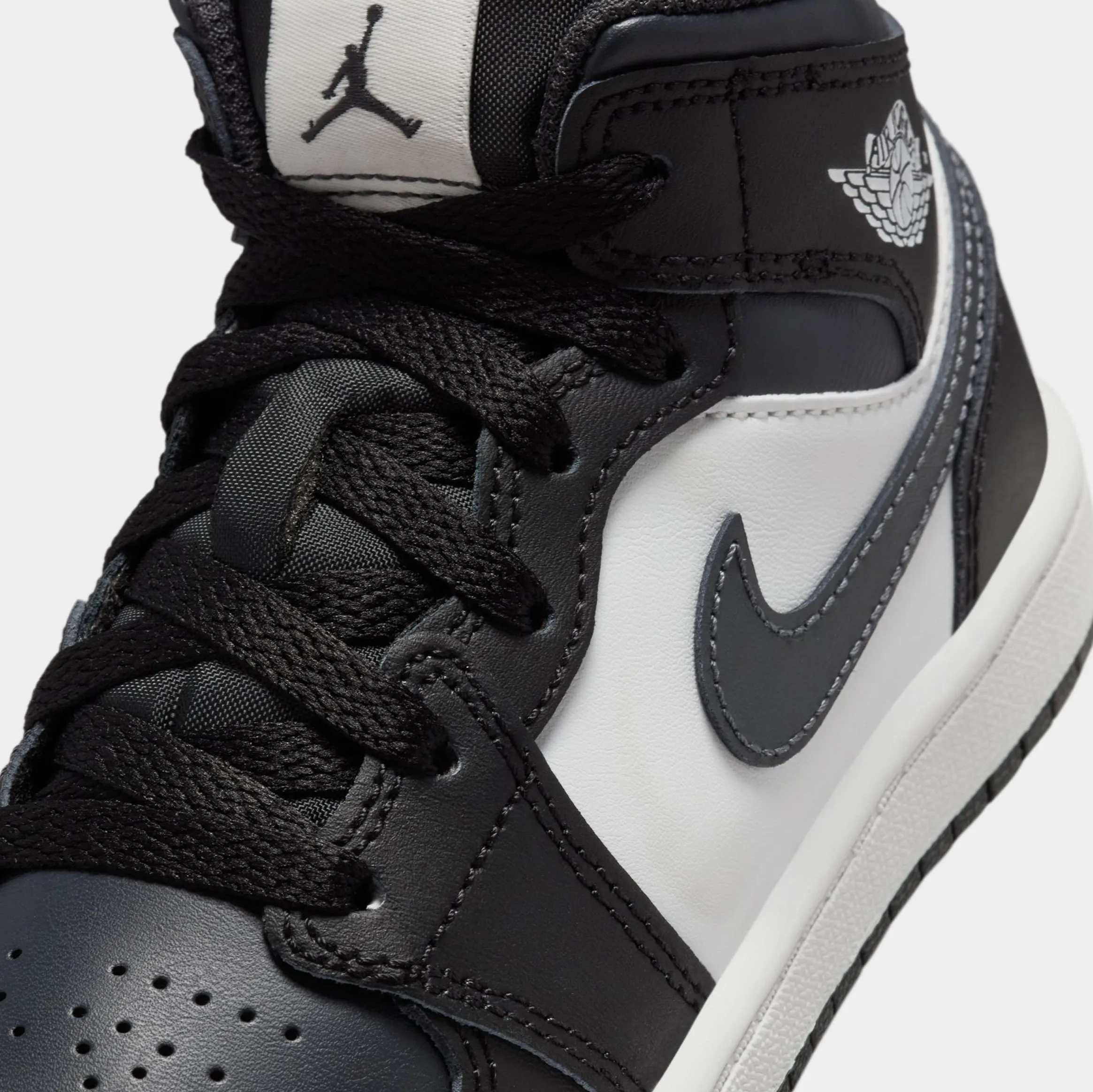 Air Jordan 1 Mid Preschool Lifestyle Shoes (Black/Dark Grey/Grey/White)