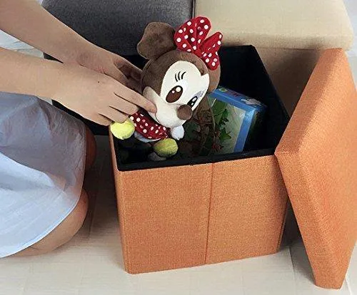 Almand Portable & Foldable Laundry Box Cum Sitting Stool Folding Attractive Prints Pouffe/Sitting Stool/Stool/pouffes for Living Room/Puffy Stool (12" L×12" W ×12" H)(1 pcs)