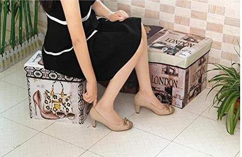 Almand Portable & Foldable Laundry Box Cum Sitting Stool Folding Attractive Prints Pouffe/Sitting Stool/Stool/pouffes for Living Room/Puffy Stool (12" L×12" W ×12" H)(1 pcs)