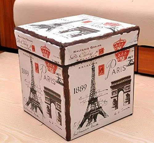 Almand Portable & Foldable Laundry Box Cum Sitting Stool Folding Attractive Prints Pouffe/Sitting Stool/Stool/pouffes for Living Room/Puffy Stool (12" L×12" W ×12" H)(1 pcs)