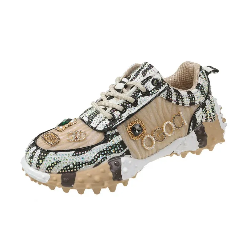 Amozae-Women's Sneakers Designer Mesh Sports Shoes Diamond Breathable Luxury Casual Thick Bottoms Dad Sports Shoe Zapatos Envios Gratis