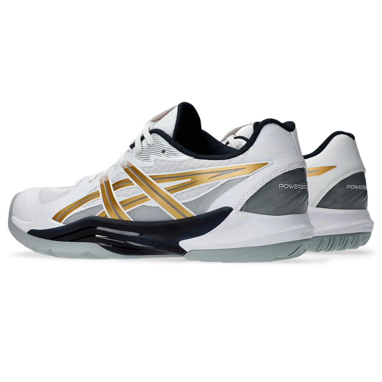 Asics Men's Powerbreak FF Indoor Court Shoes White Rich Gold
