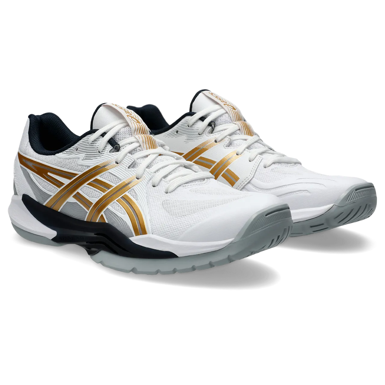 Asics Men's Powerbreak FF Indoor Court Shoes White Rich Gold