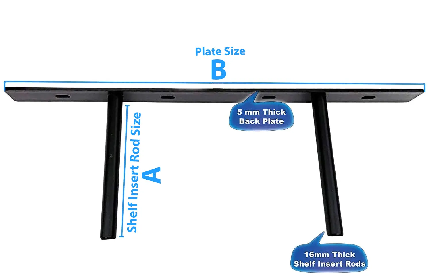 B&Z Custom Made Plate Shelf Brackets | Heavy Duty Floating Concealed Mantel Oak Shelf Support Wall Mount Scaffold Board Flying Shelve For Dry & Brick Wall - 5 Sizes