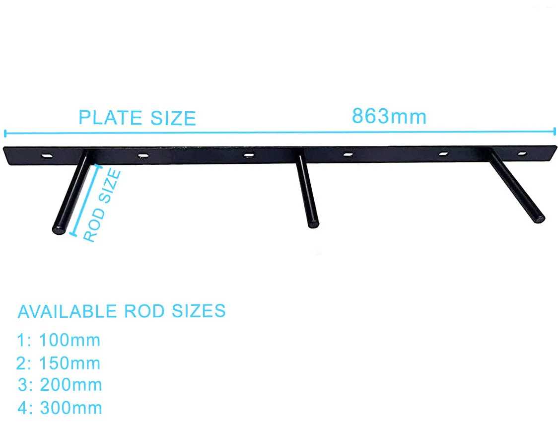 B&Z Custom Made Plate Shelf Brackets | Heavy Duty Floating Concealed Mantel Oak Shelf Support Wall Mount Scaffold Board Flying Shelve For Dry & Brick Wall - 5 Sizes