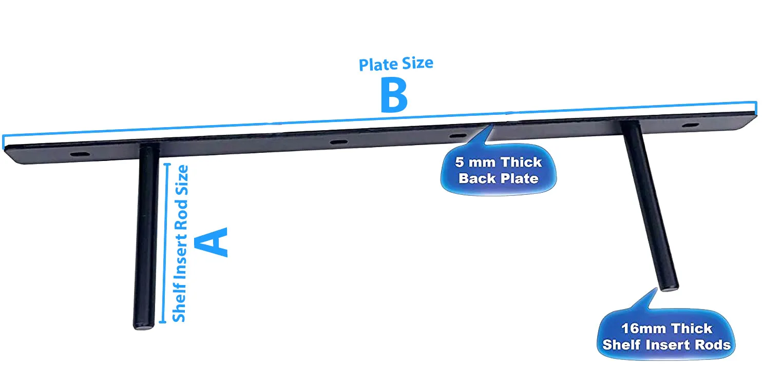 B&Z Custom Made Plate Shelf Brackets | Heavy Duty Floating Concealed Mantel Oak Shelf Support Wall Mount Scaffold Board Flying Shelve For Dry & Brick Wall - 5 Sizes