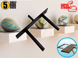 B&Z Invisible Hidden Floating Wall Shelf Brackets Extremely Heavy Duty Long Concealed Invisible Hidden