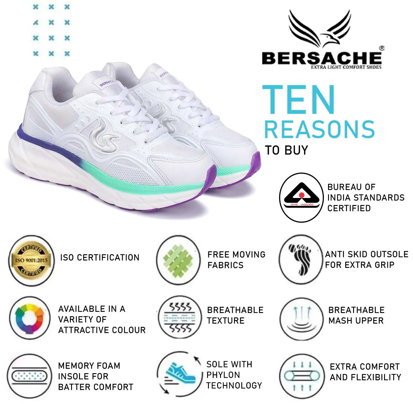 Bersache Sneaker, Loafers ,Casual with extra comfort sneakers for Women (White-9105)