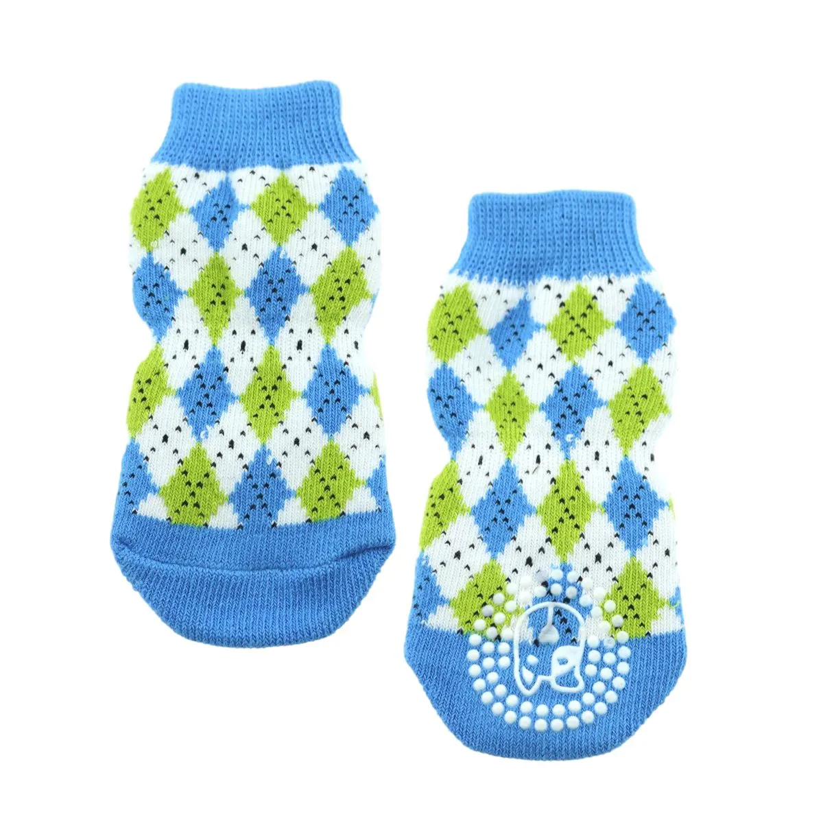 Blue & Green Argyle Pet Socks