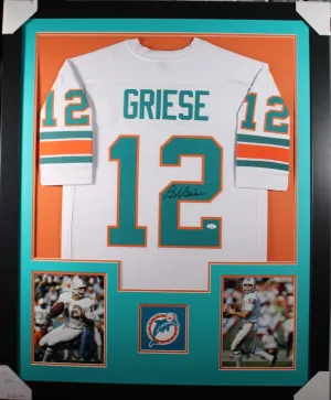 Bob Griese framed autographed white jersey