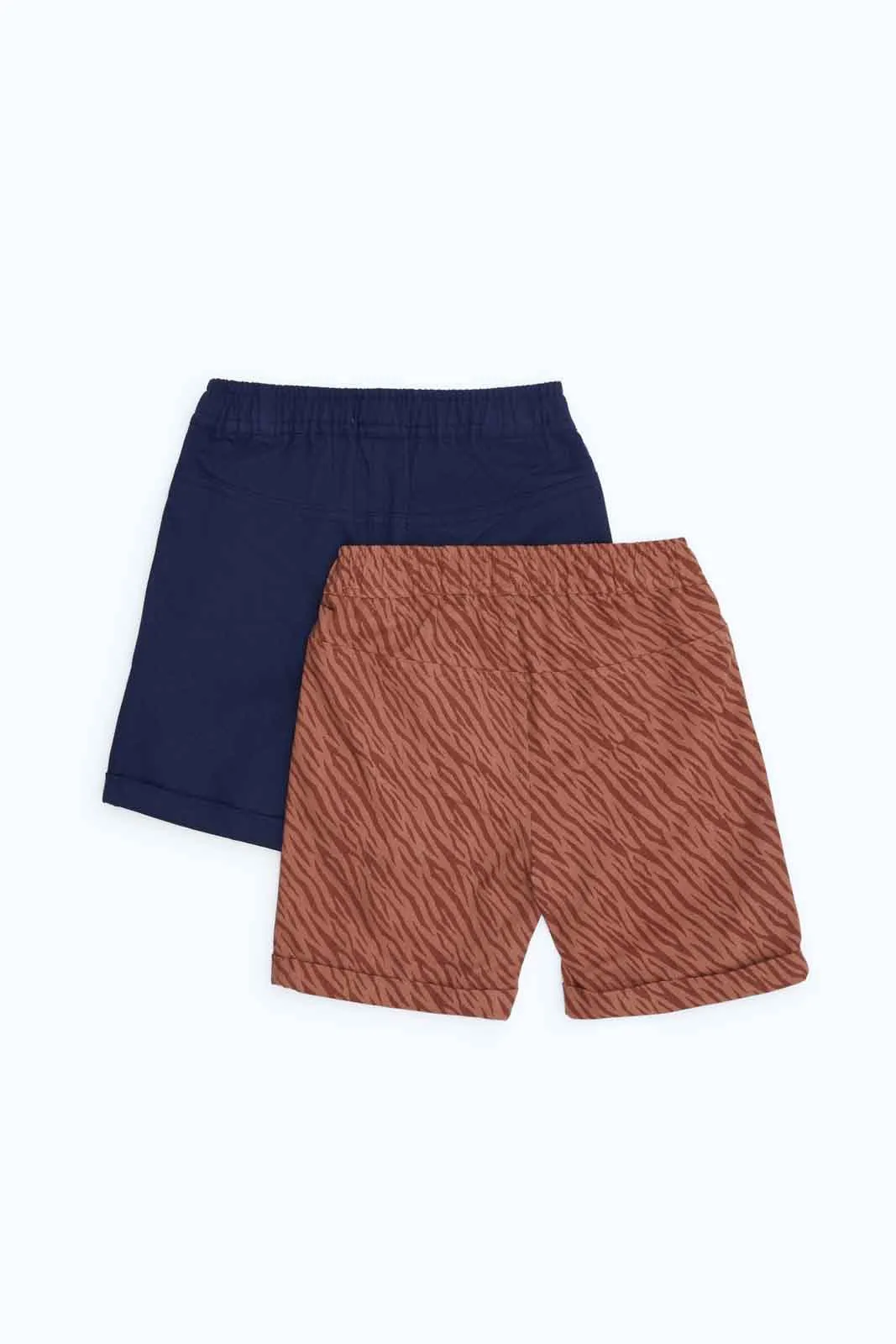 Boys Navy and Rust Poplin Short Set (Pack of 2)