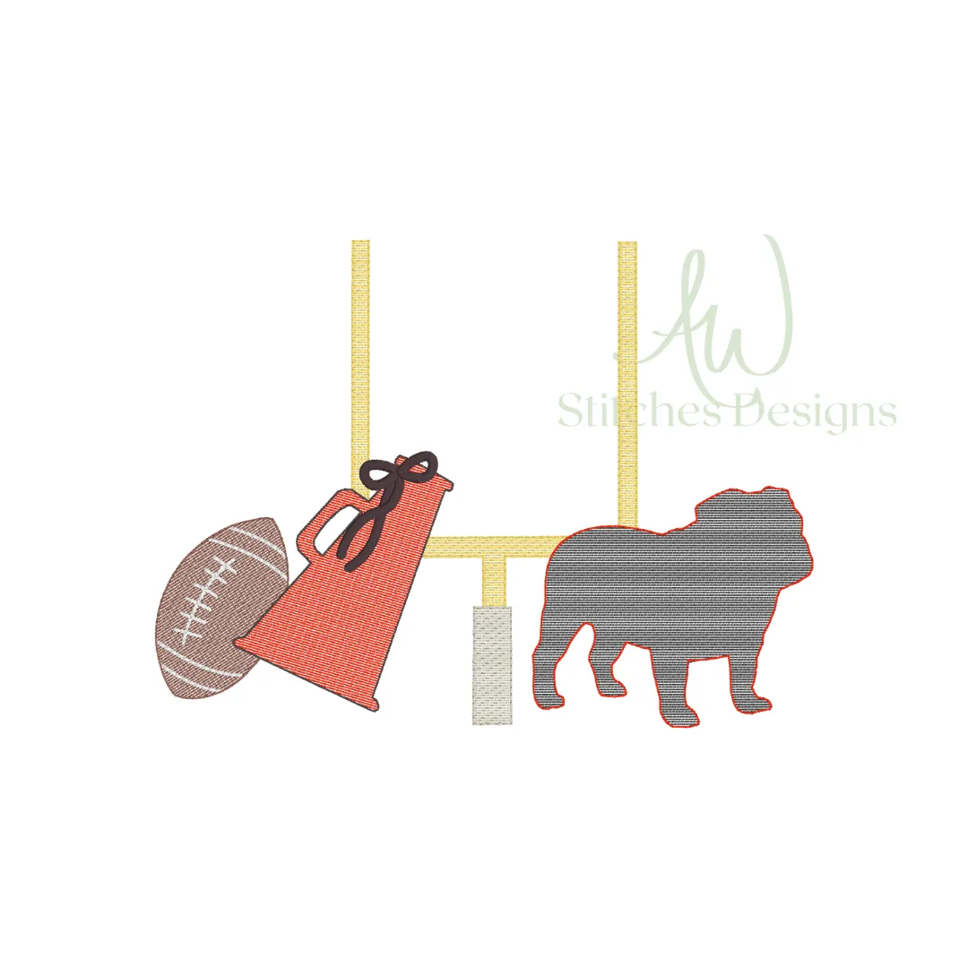 Bulldog Football with Bow Sketch Design