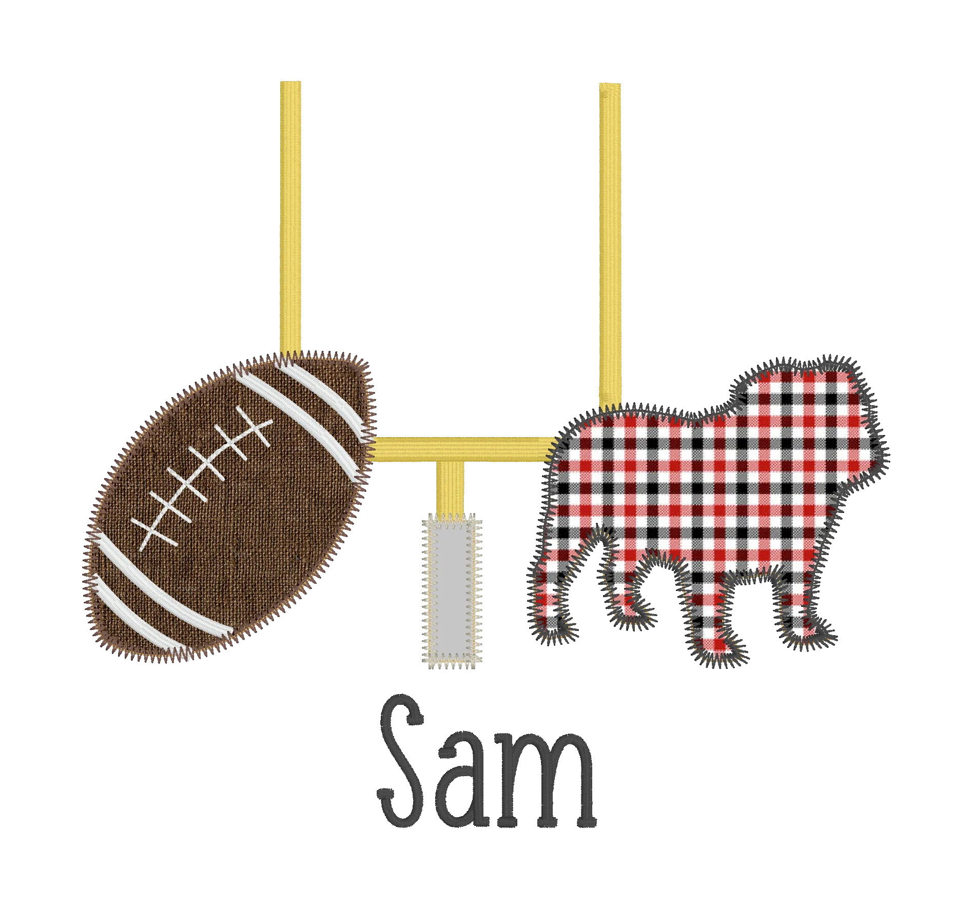Bulldog Football Zig Zag Applique Design