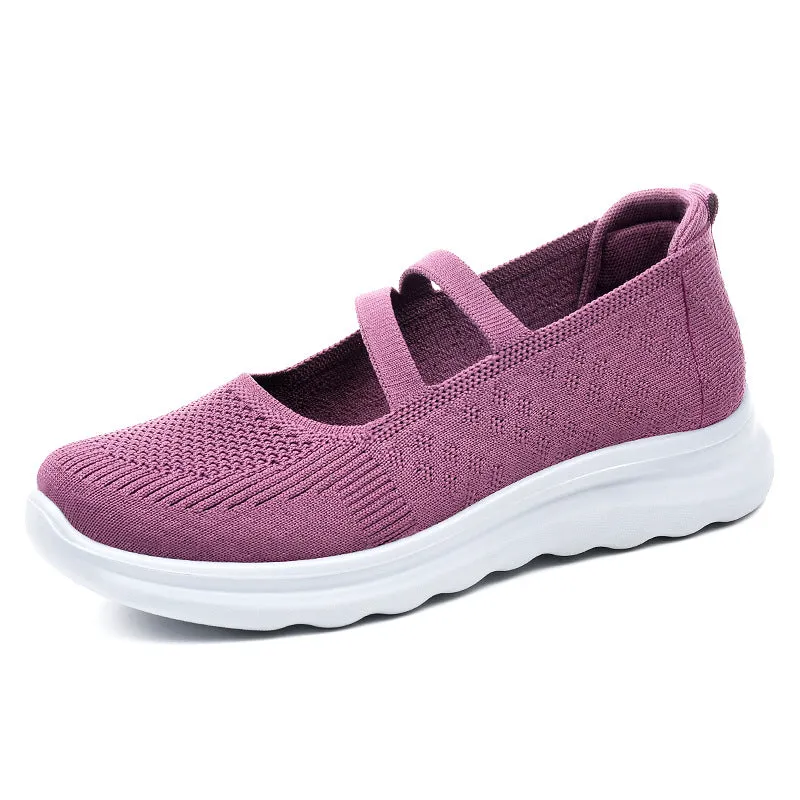 Casual Buckle Mesh Knit Shoes For Mom