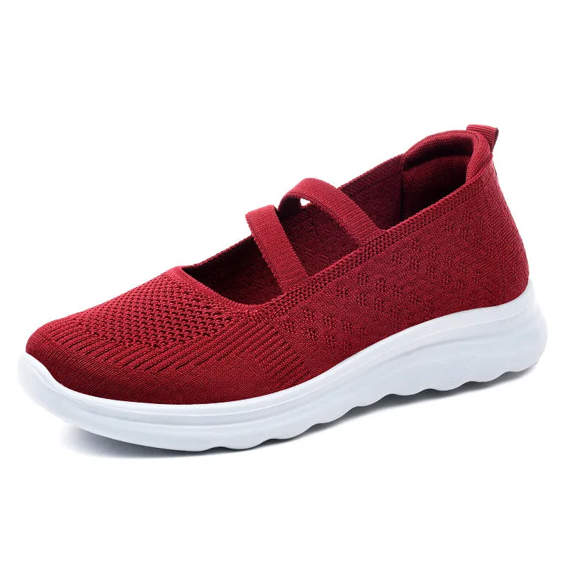 Casual Buckle Mesh Knit Shoes For Mom