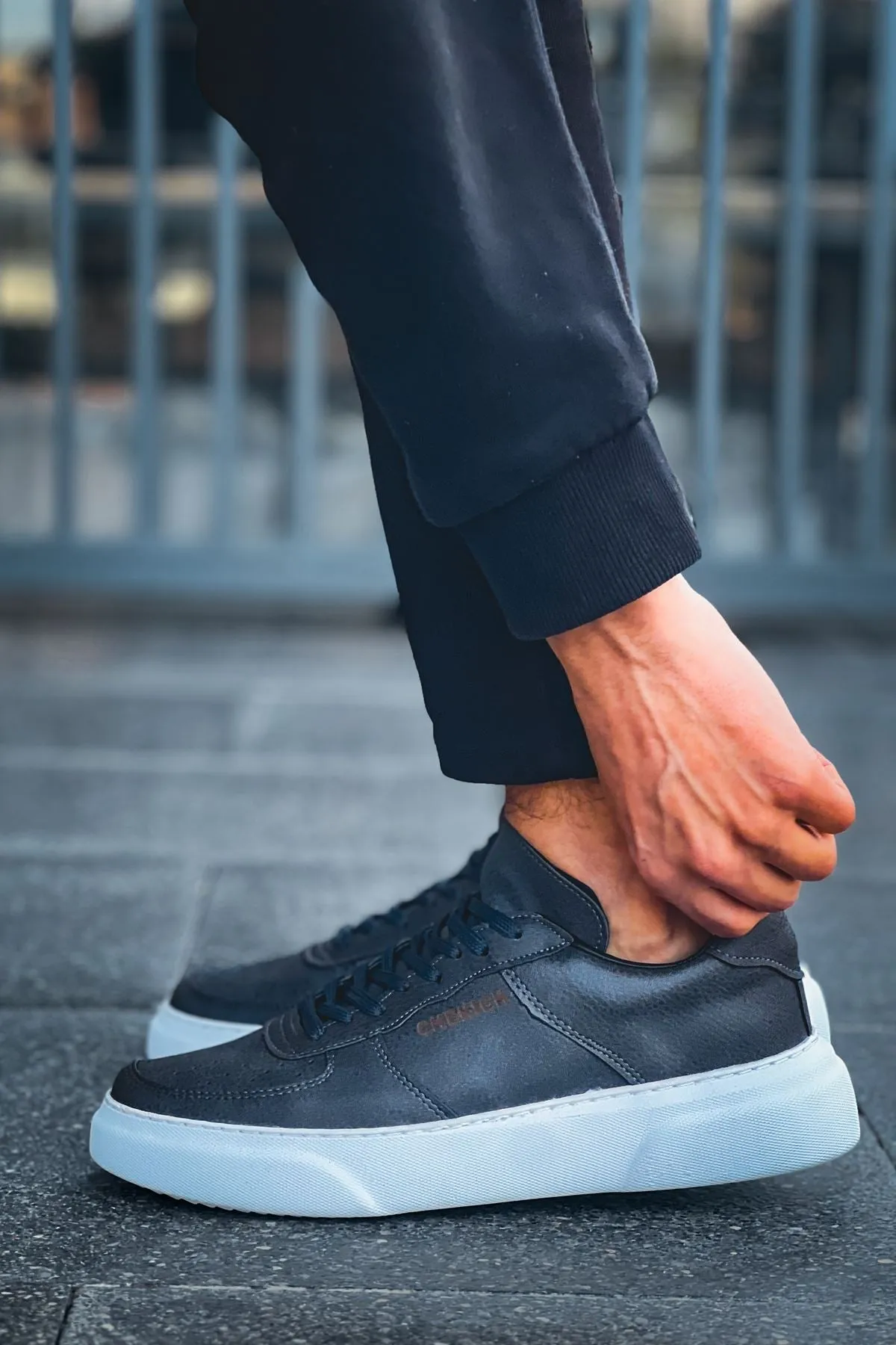 CH087 Men's Grey-White Sole Lace-up Casual Sneaker Sports Shoes