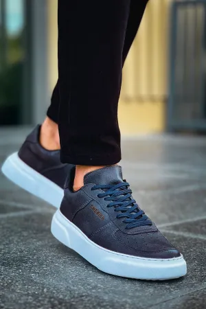 CH087 Men's Grey-White Sole Lace-up Casual Sneaker Sports Shoes