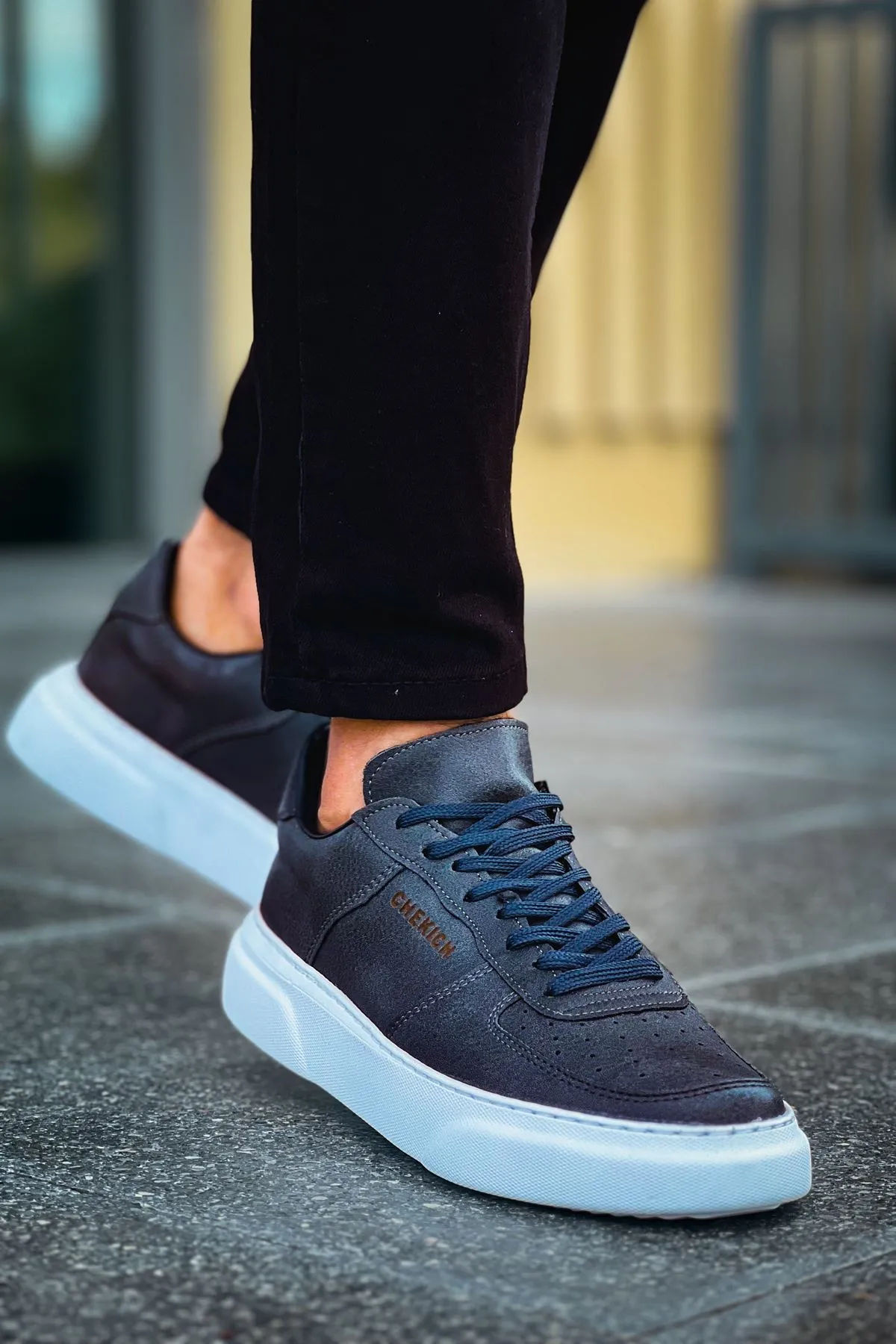 CH087 Men's Grey-White Sole Lace-up Casual Sneaker Sports Shoes