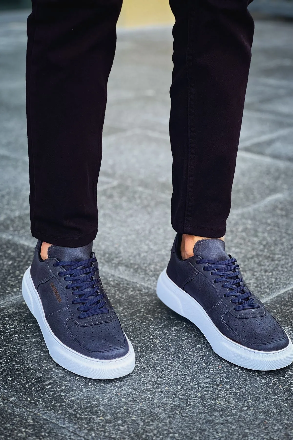 CH087 Men's Grey-White Sole Lace-up Casual Sneaker Sports Shoes
