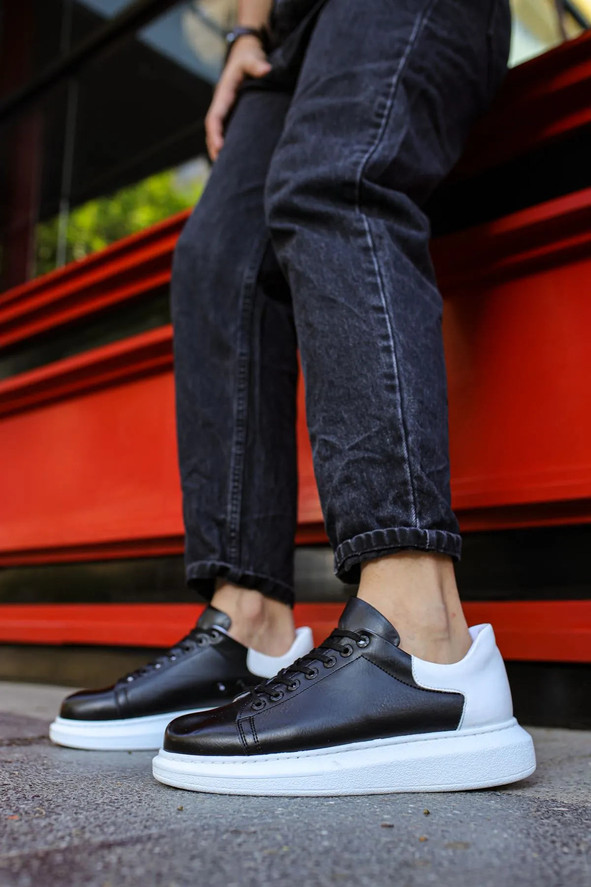 CH256 Men's Unisex Black-White Casual Sneaker Sports Shoes