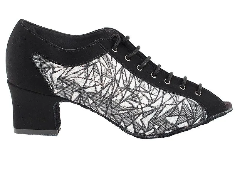 Classic Black Nubuck & Black & Silver Mesh Practice Dance Shoe